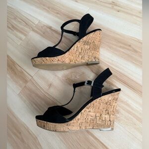 Charles by Charles David Black Wedge Sandals